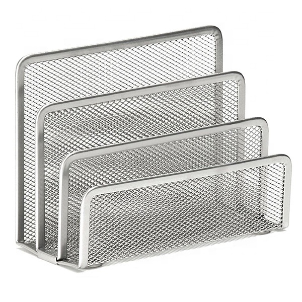 Black office stationery metal mesh letter holder