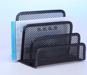 Black office stationery metal mesh letter holder