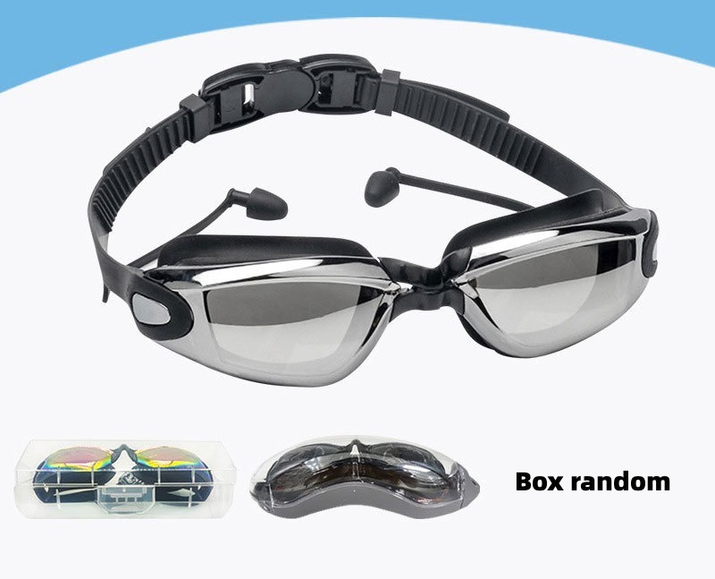 Hd swimming goggles Adult anti-fog electroplated swimming goggles men's and women's silicone