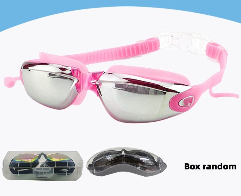 Hd swimming goggles Adult anti-fog electroplated swimming goggles men's and women's silicone