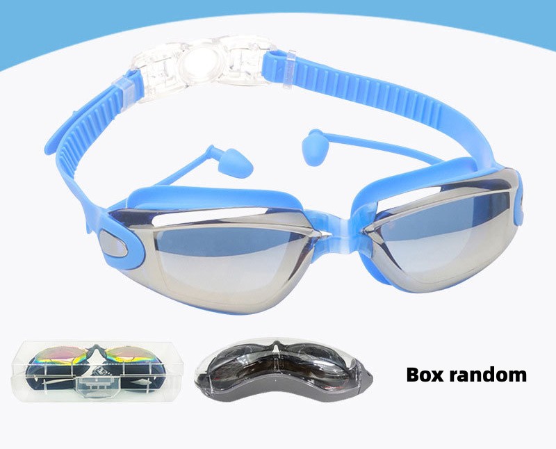 Hd swimming goggles Adult anti-fog electroplated swimming goggles men's and women's silicone