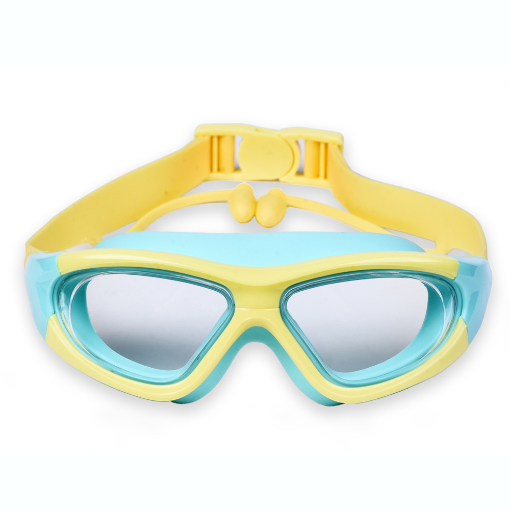 Hd children's swim goggles anti-fog large frame goggles comfortable silicone ear plugs