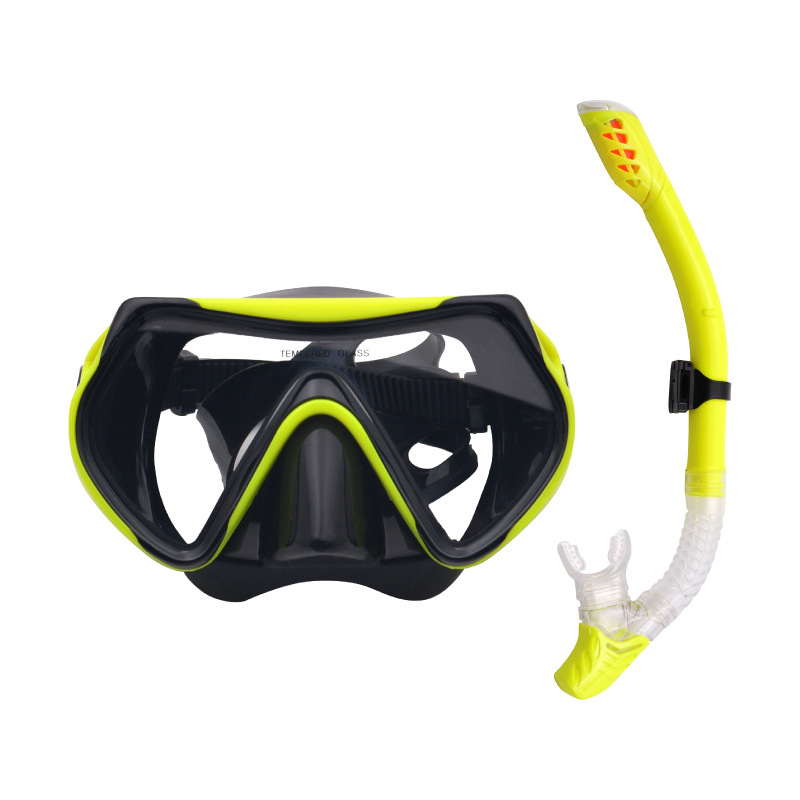 High definition tempered glass diving goggles full dry silicone PC snorkel snorkel set two sets