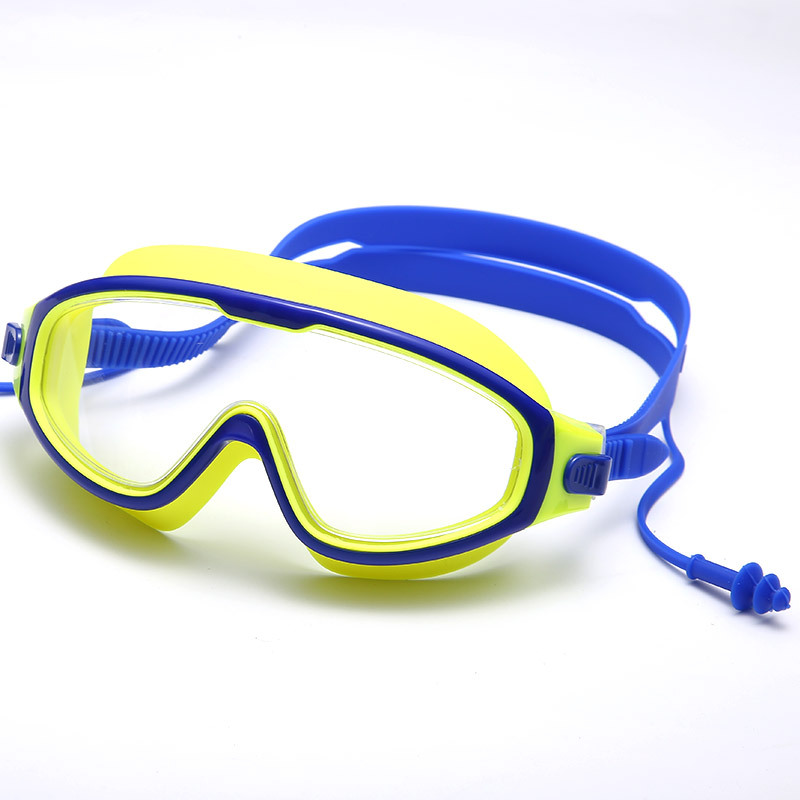 Children's swimming goggles large frame anti-fog anti-ultraviolet ear plugs comfortable