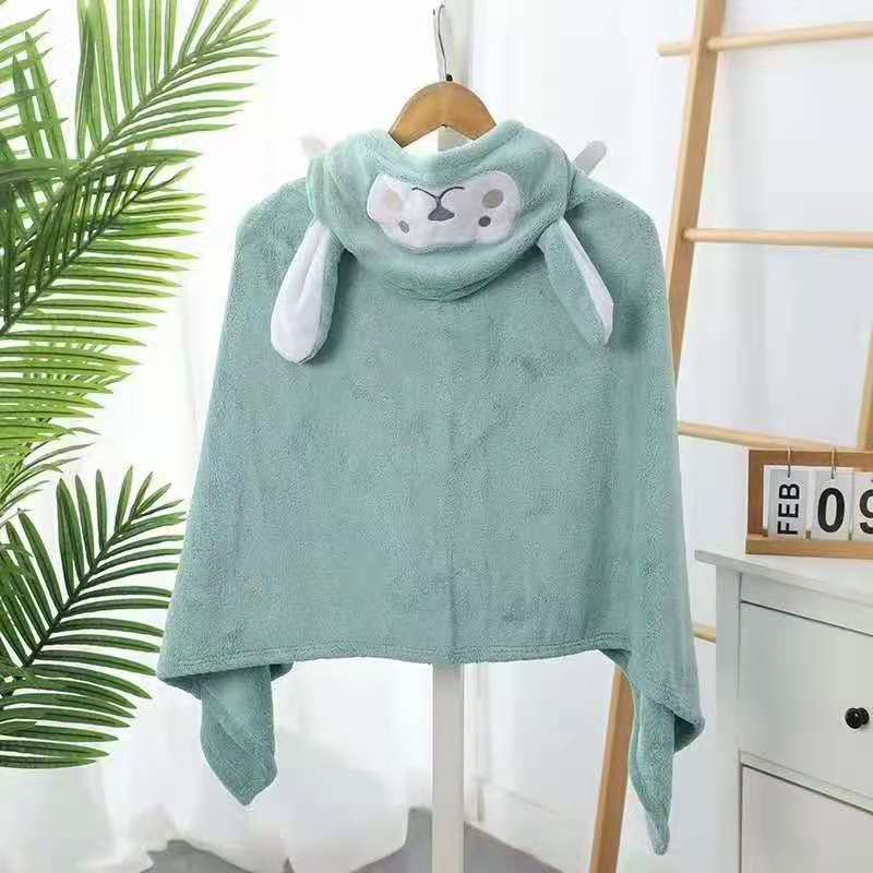 Children's bathrobe Baby bath towel cape coral velvet baby cartoon hat absorbent quick dry