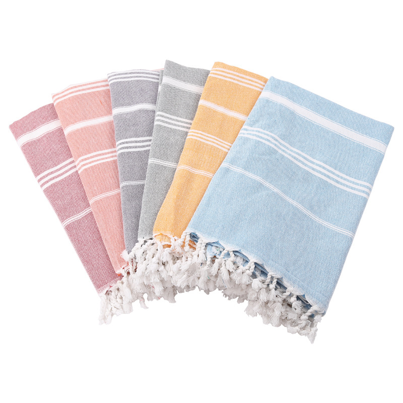 Cotton non-stick sand beach towel Adult outdoor shawl striped sauna towel