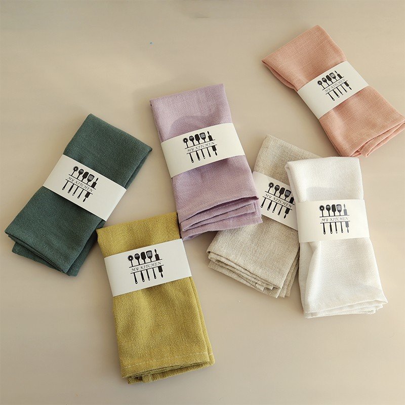 Cotton linen napkin cloth Household kitchen napkin plain placemat square tea towel ramie cotton napkin