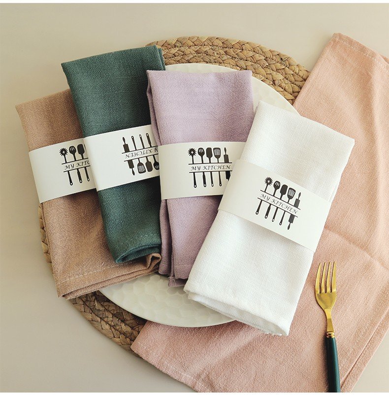 Cotton linen napkin cloth Household kitchen napkin plain placemat square tea towel ramie cotton napkin