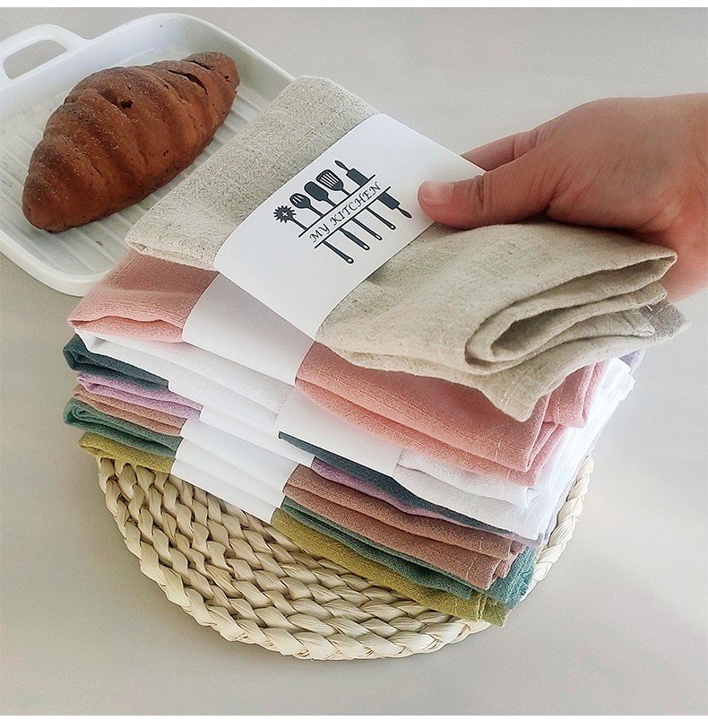 Cotton linen napkin cloth Household kitchen napkin plain placemat square tea towel ramie cotton napkin