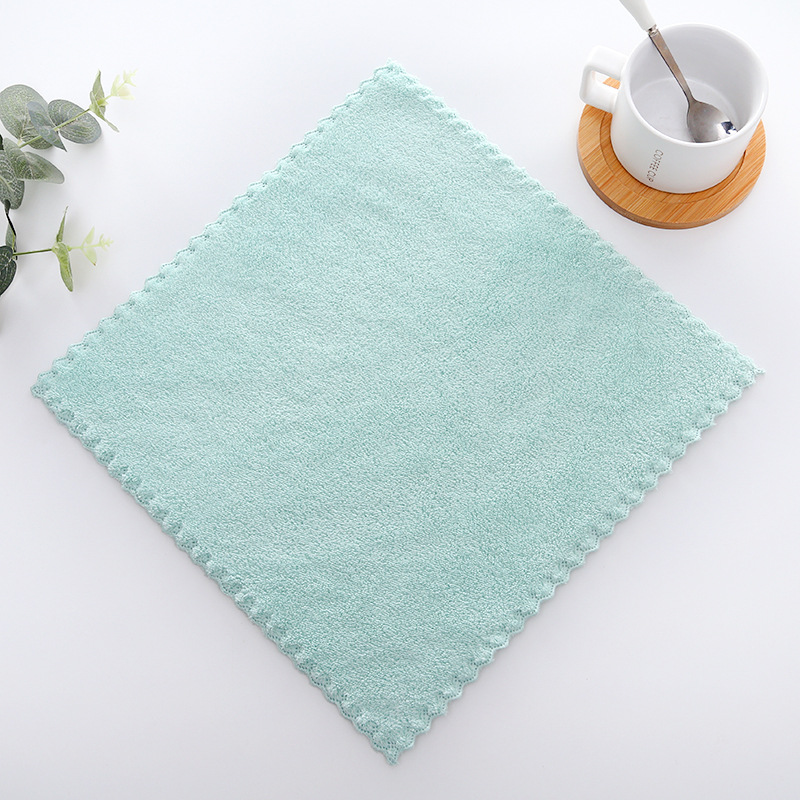 High-density coral wool plain square small children's face towel small towel kitchen rag