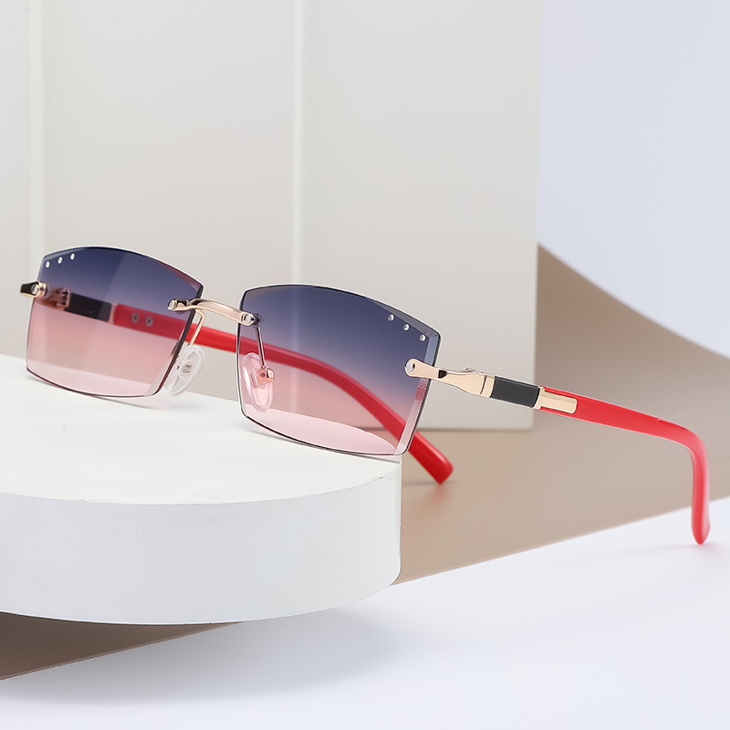 Stylish sunglasses for women Rimless diamond cut edge small frame sunglasses for women fashion