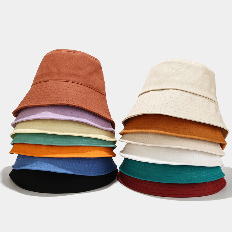  Plain Solid Color Summer Unisex Sun Protection Sunshade Bucket Hat