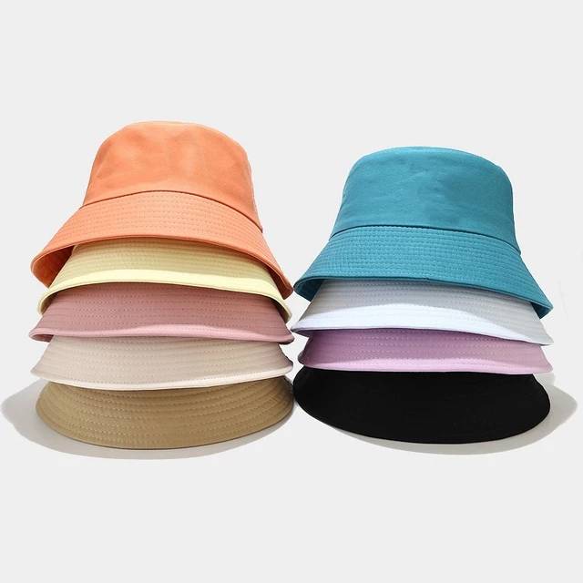   Plain Solid Color Summer Unisex Sun Protection Sunshade Bucket Hat