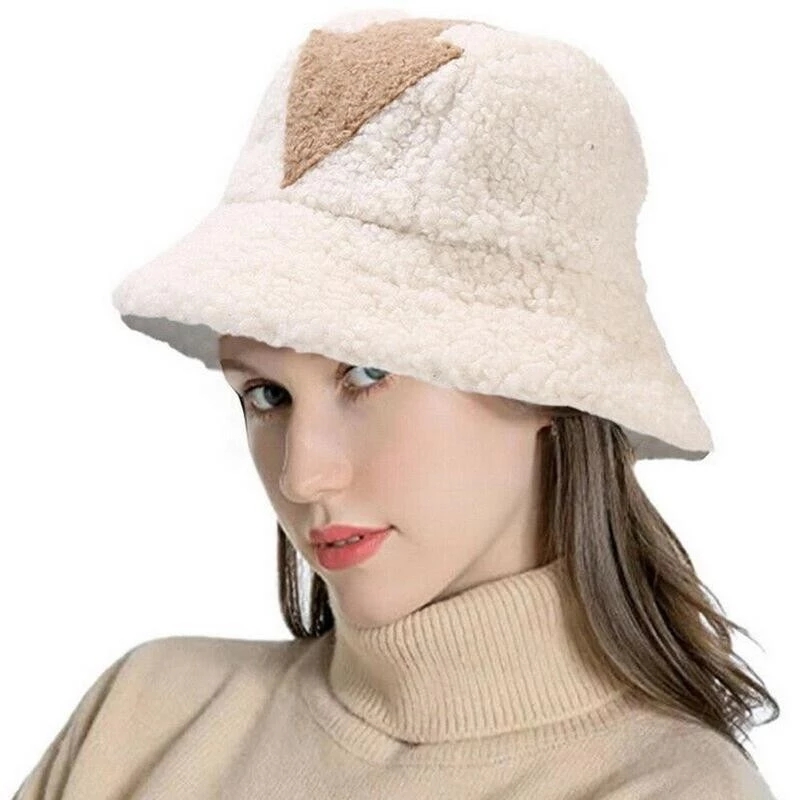 Arrow Symbol Printed Bucket Hat Winter Warm Plush Hat for Women Men Girls