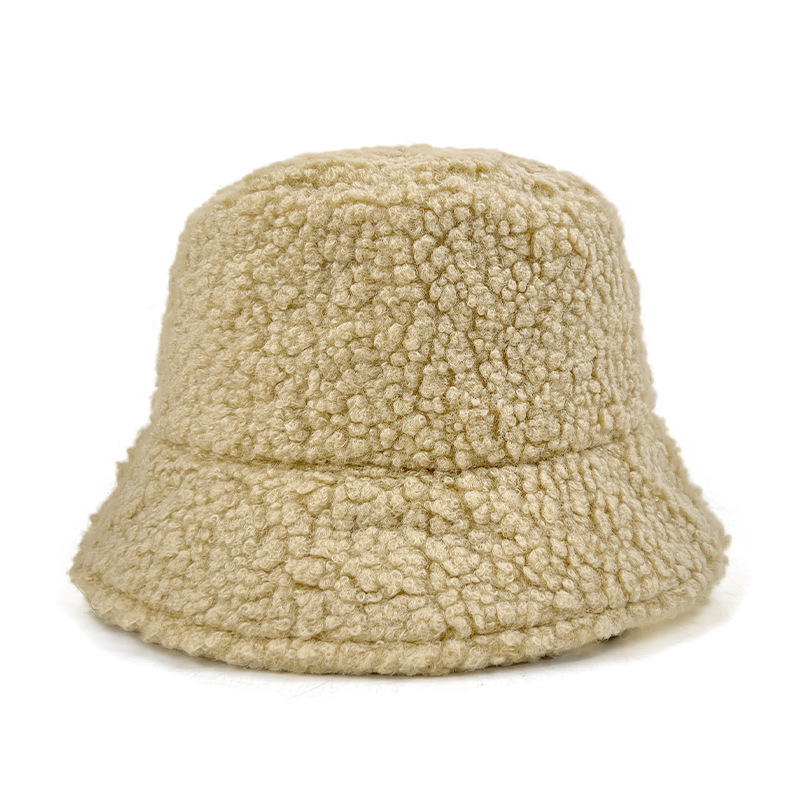  Mots popular Solid Color Faux Fur winter warm women unisex Fisherman embroidered   bucket hats
