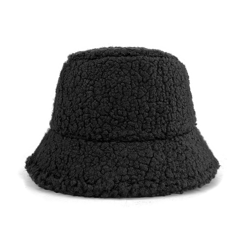  Mots popular Solid Color Faux Fur winter warm women unisex Fisherman embroidered   bucket hats