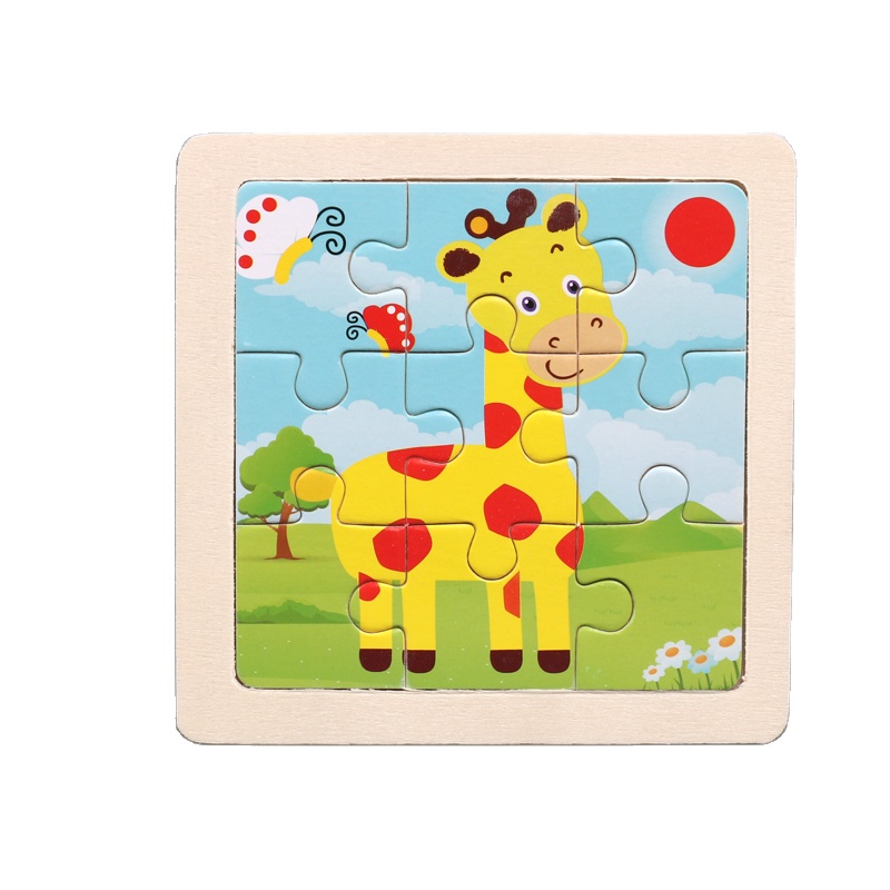 Children's wooden puzzle animal puzzle game for early childhood children learning toys 6 sets random