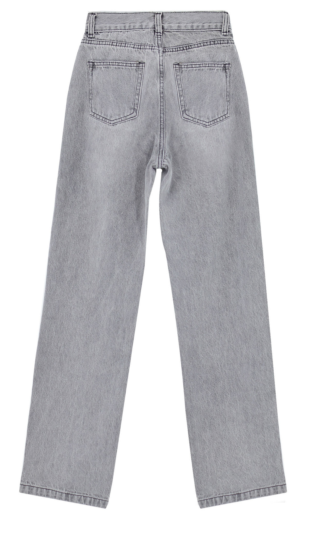 New Arrivals Fashion Loose Light Blue Grey Denim Pants Hole Straight Jeans Pants Wide Leg Ripped Jeans For Women