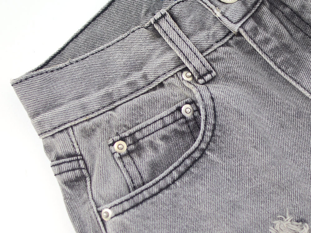 New Arrivals Fashion Loose Light Blue Grey Denim Pants Hole Straight Jeans Pants Wide Leg Ripped Jeans For Women