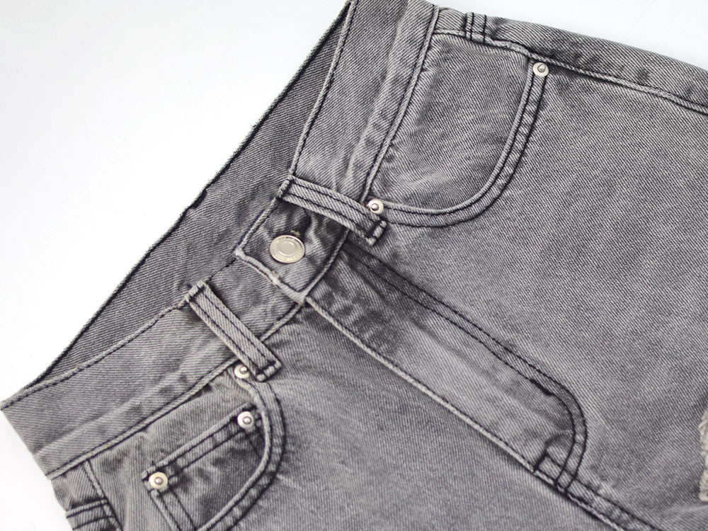 New Arrivals Fashion Loose Light Blue Grey Denim Pants Hole Straight Jeans Pants Wide Leg Ripped Jeans For Women
