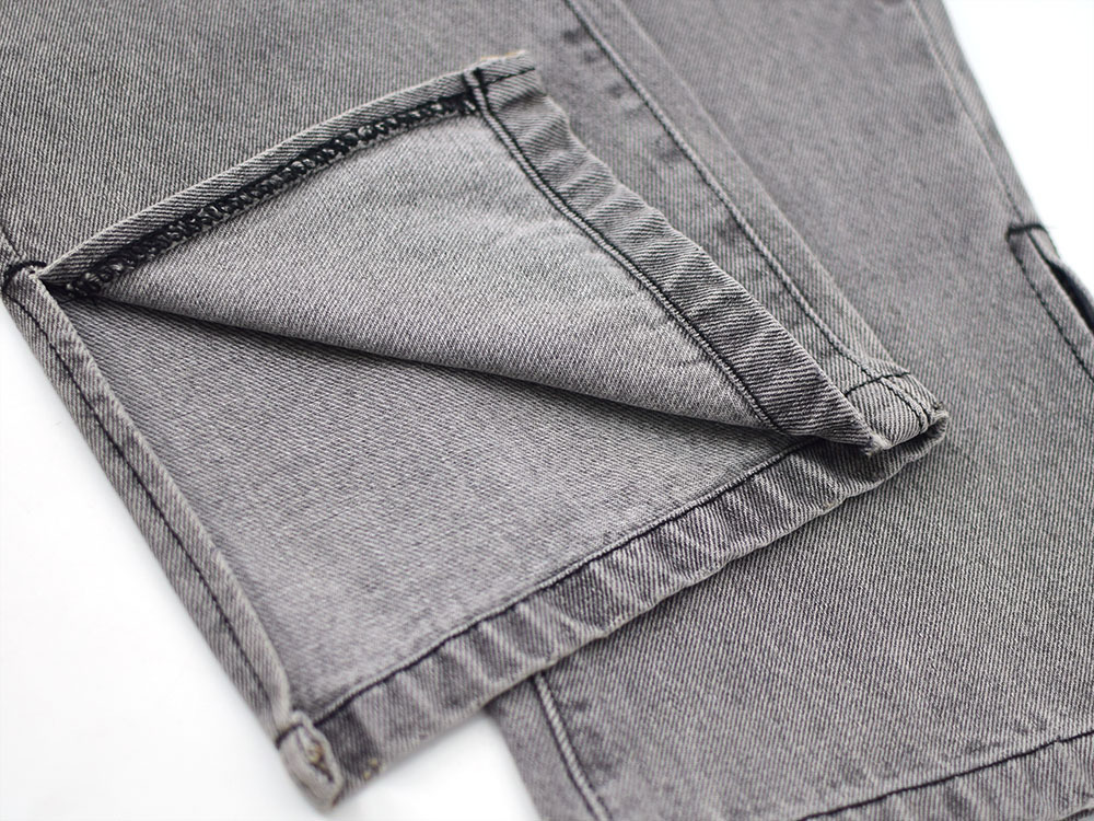 New Arrivals Fashion Loose Light Blue Grey Denim Pants Hole Straight Jeans Pants Wide Leg Ripped Jeans For Women