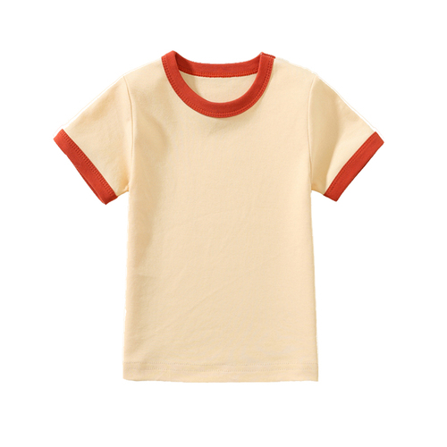 Summer Toddler Raglan Tee Color Block T shirt O Neck Tee Shirts Loose Fit Cotton T-Shirt Short-Sleeved Baby T-shirts Coz