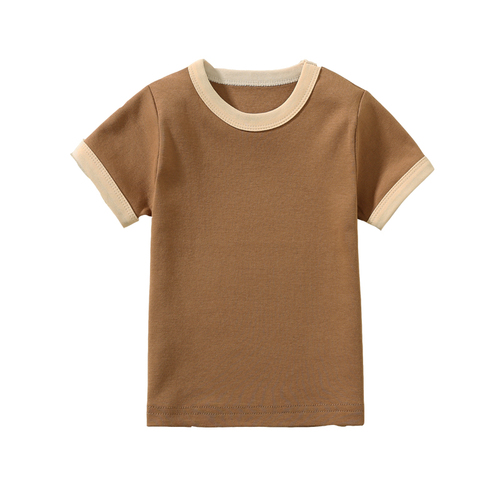 Summer Toddler Raglan Tee Color Block T shirt O Neck Tee Shirts Loose Fit Cotton T-Shirt Short-Sleeved Baby T-shirts Coz