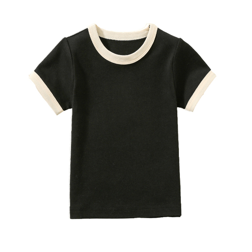 Summer Toddler Raglan Tee Color Block T shirt O Neck Tee Shirts Loose Fit Cotton T-Shirt Short-Sleeved Baby T-shirts Coz