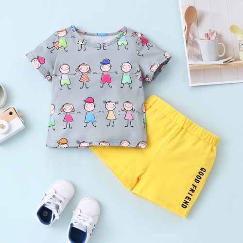 Baby Summer Clothes Sets Baby Boy Girl Outfit Cartoon Short Sleeve T-shirts+short Pants 2 PCS Cotton Cool Toddler Clothe