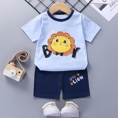1-6year 2pcs Baby Boy Summer Clothing Set Toddler animal print T-shirt And short pant Boy clothes set