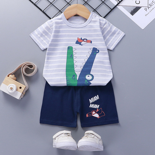 1-6year 2pcs Baby Boy Summer Clothing Set Toddler animal print T-shirt And short pant Boy clothes set
