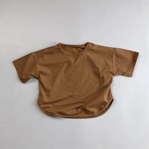 HXFS Korean Kids Boys T-shirts Short Sleeved Kids Summer T-shirt Plain Solid 100% Cotton Children Tshirt