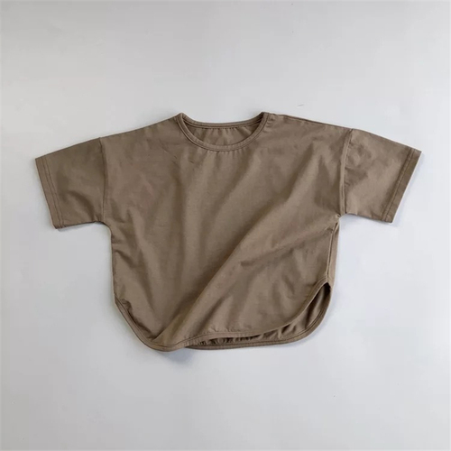 HXFS Korean Kids Boys T-shirts Short Sleeved Kids Summer T-shirt Plain Solid 100% Cotton Children Tshirt