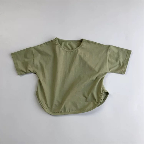HXFS Korean Kids Boys T-shirts Short Sleeved Kids Summer T-shirt Plain Solid 100% Cotton Children Tshirt