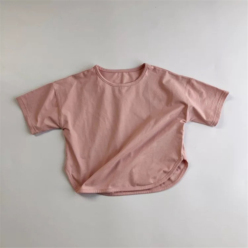 HXFS Korean Kids Boys T-shirts Short Sleeved Kids Summer T-shirt Plain Solid 100% Cotton Children Tshirt