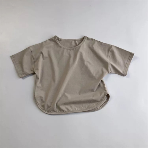 HXFS Korean Kids Boys T-shirts Short Sleeved Kids Summer T-shirt Plain Solid 100% Cotton Children Tshirt