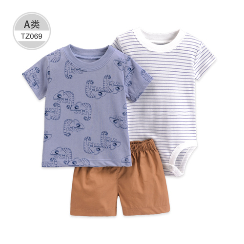 Hot Sale Summer Children's Clothing Sets  Baby Clothing Sets 3pcs T-shirt kids summer clothing