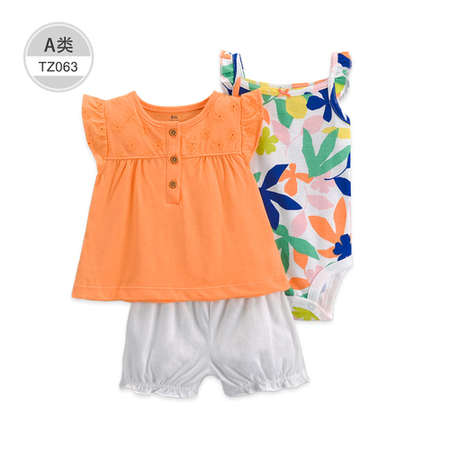 Hot Sale Summer Children's Clothing Sets  Baby Clothing Sets 3pcs T-shirt kids summer clothing