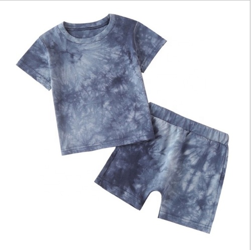 children's wear western boy`s clothes tie-dyed plain short sleeve T-shirt matching shorts summer Clothes toddler boys se