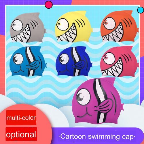 funny swim caps badekappe embossed Lovely silicone swimming  colorful  kids womens adult shark swimming cap