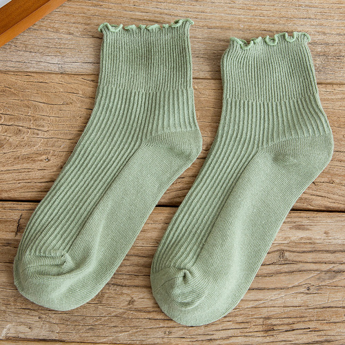 Harajuku Style Thin Cotton Socks Solid Color, Socks for Women & Girls (10 Pieces )