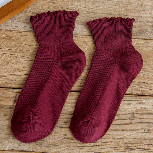 Harajuku Style Thin Cotton Socks Solid Color, Socks for Women & Girls (10 Pieces )