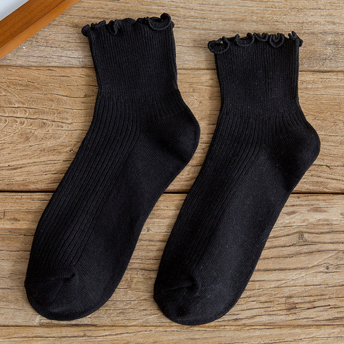 Harajuku Style Thin Cotton Socks Solid Color, Socks for Women & Girls (10 Pieces )