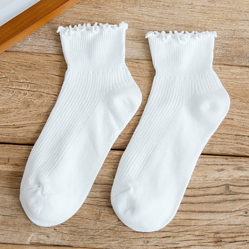 Harajuku Style Thin Cotton Socks Solid Color, Socks for Women & Girls (10 Pieces )