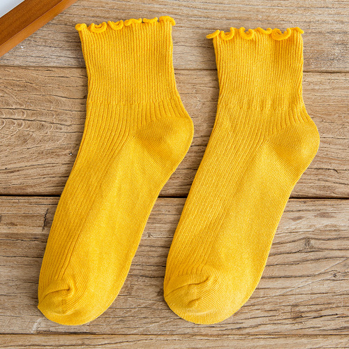 Harajuku Style Thin Cotton Socks Solid Color, Socks for Women & Girls (10 Pieces )