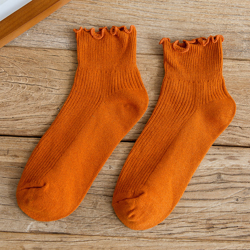 Harajuku Style Thin Cotton Socks Solid Color, Socks for Women & Girls (10 Pieces )