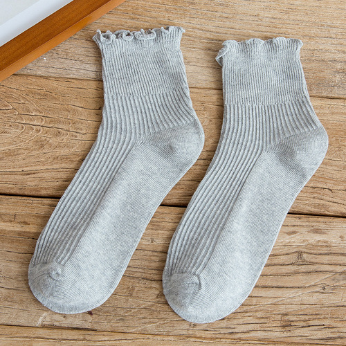 Harajuku Style Thin Cotton Socks Solid Color, Socks for Women & Girls (10 Pieces )