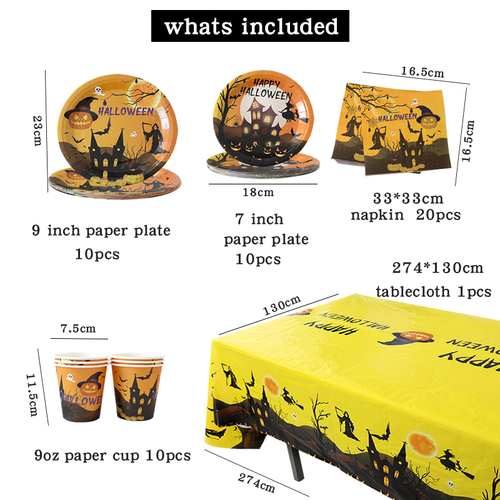 New Halloween decorations disposable paper tray paper cup tablecloth napkin Set Halloween party tableware