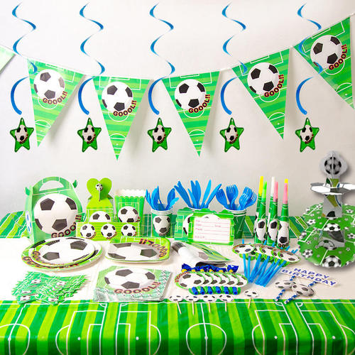 Top Grade Green Football Birthday Party Theme Paper Plate Paper Cup Tableware Set