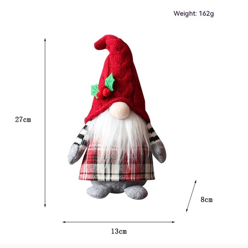 Cute Braids Faceless Plaid Forest Doll Home Plush Desktop Decoration Plush Accessories Christmas Products